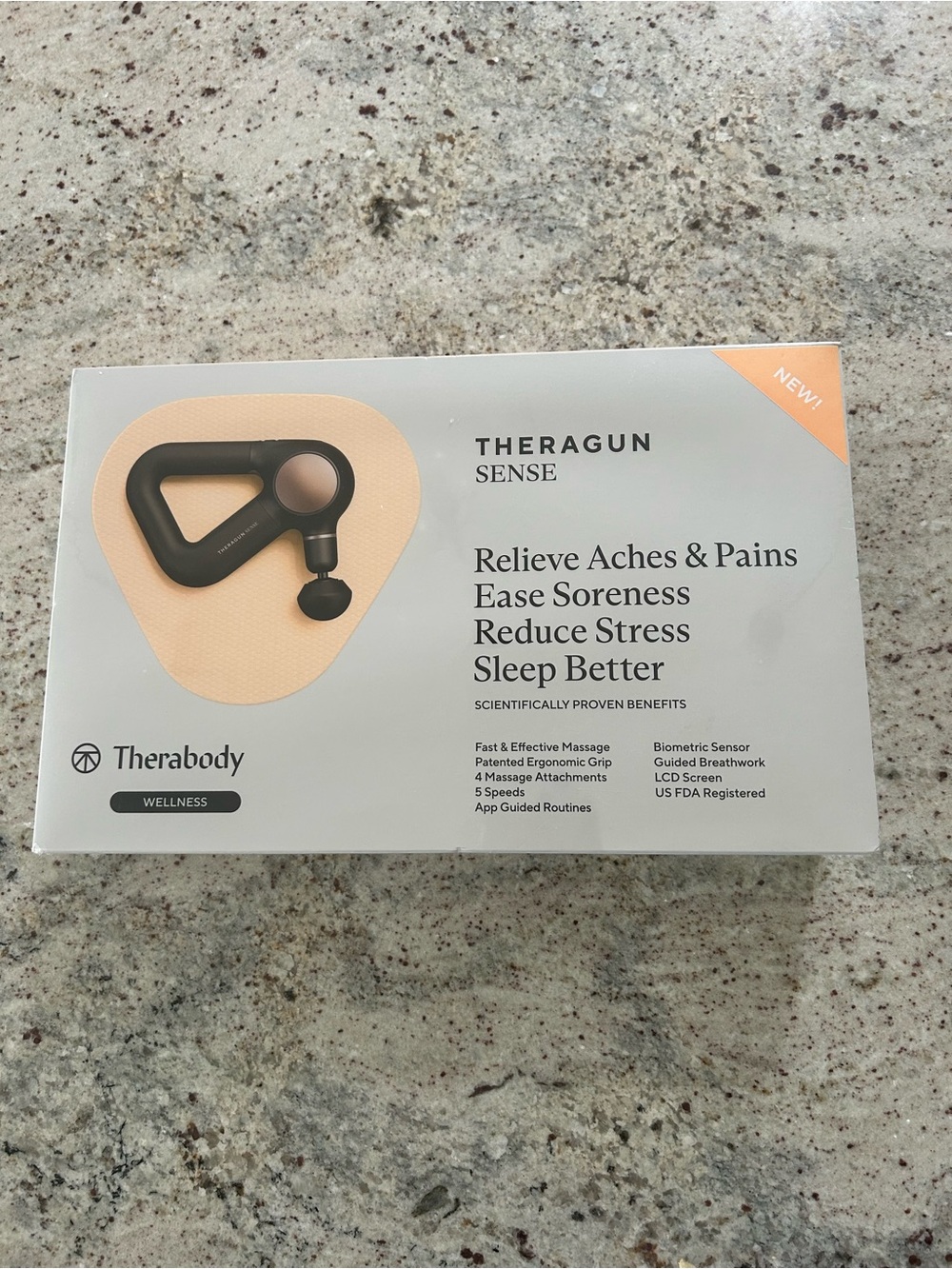 Therabody Theragun Sense Massage Device - White Box with Blue Accent